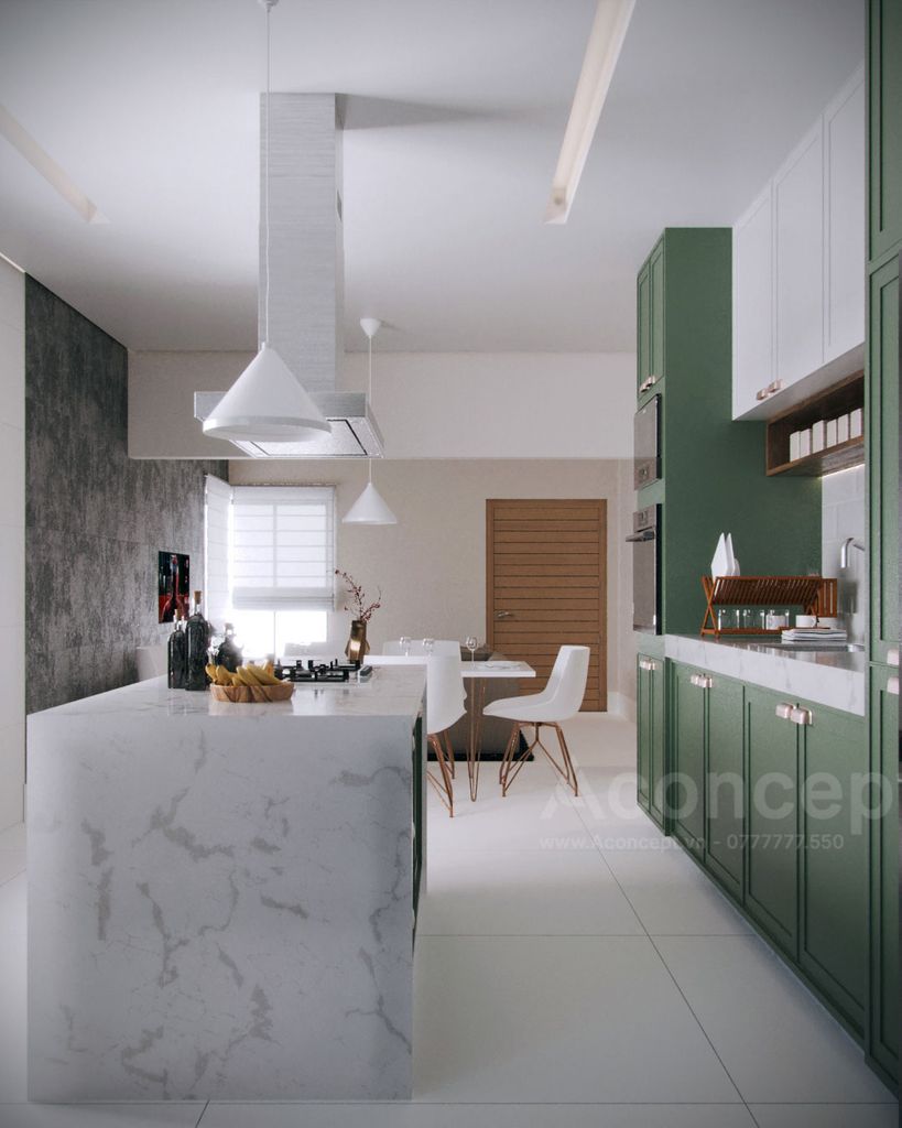Tủ bếp A401 hiện đại chữ I