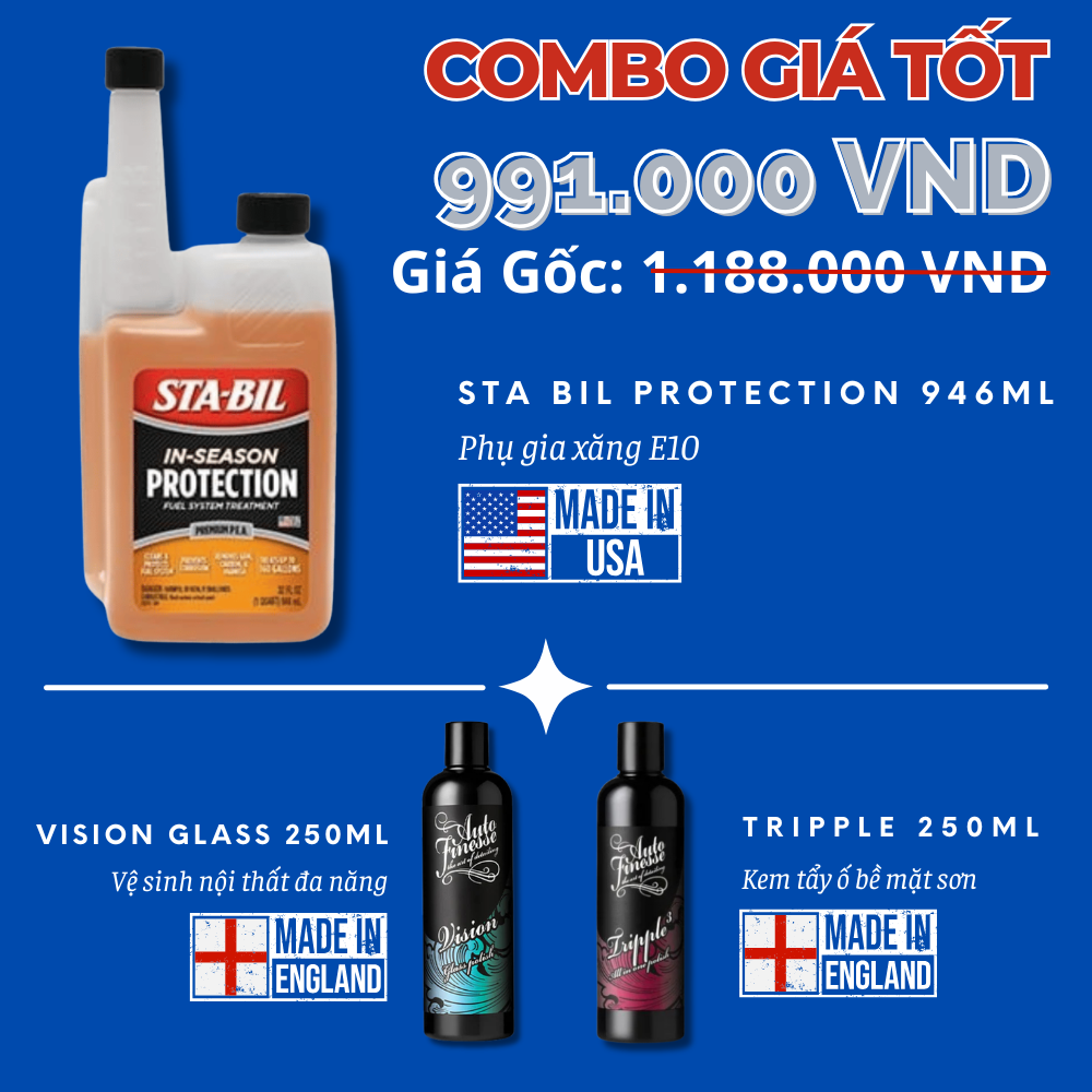  [Combo Giá Tốt] Sta Bil Protection 946ml + Vision Glass 250ml + Tripple 250ml 