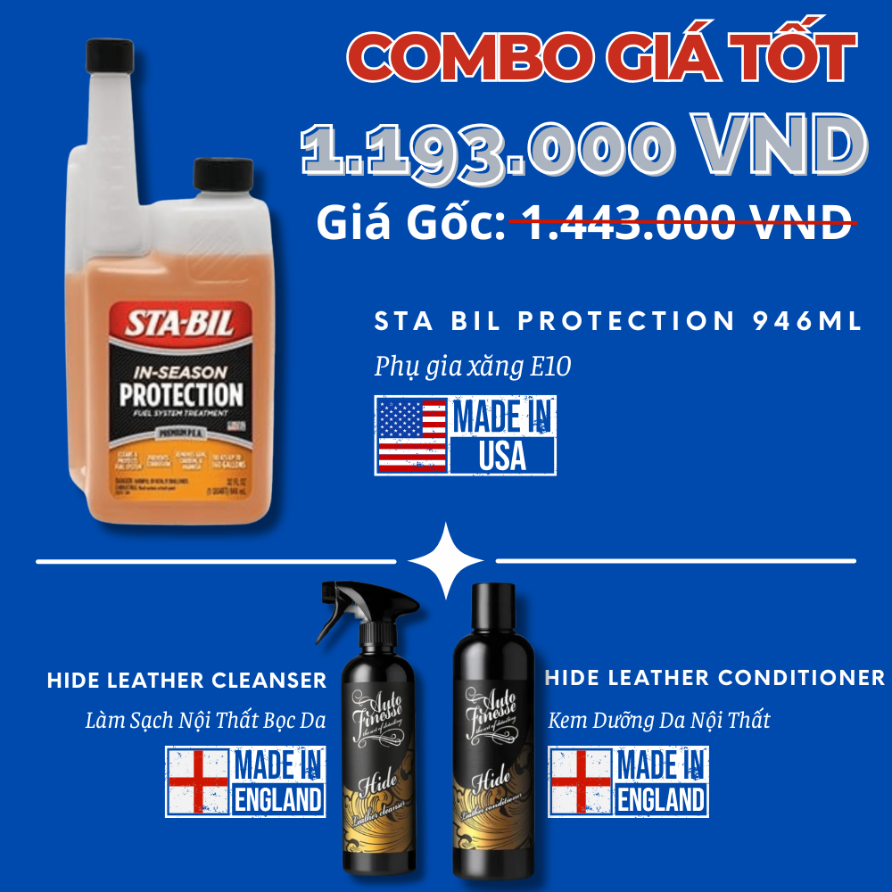  [Combo Giá Tốt] Sta Bil Protection 946ml + Hide Leather Cleanser + Hide Leather Conditioner 