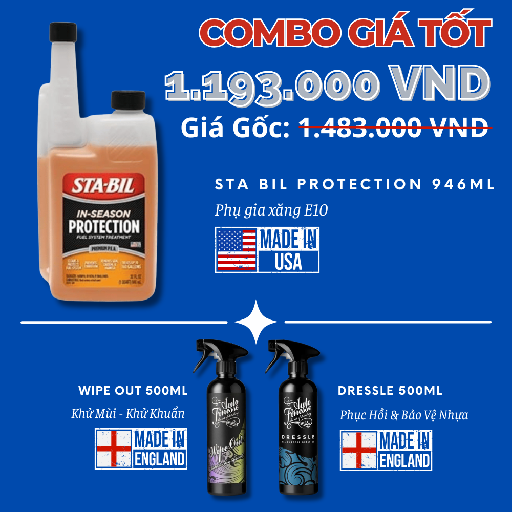 [Combo Giá Tốt] Sta Bil Protection 946ml + Wipe Out 500ml + Dressle 500ml 