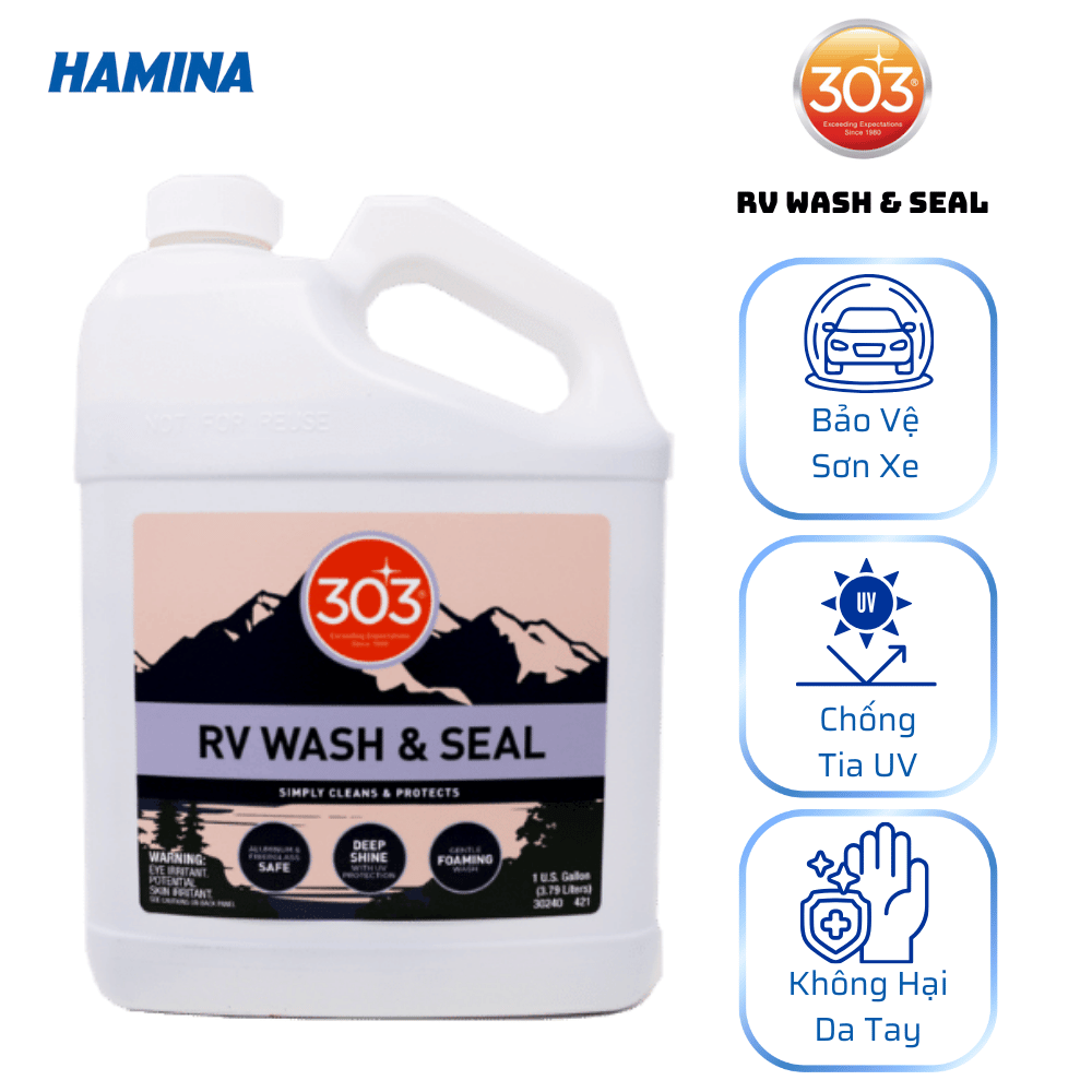  303 RV Wash & Seal - Dung Dịch Rửa Xe Có Chạm, Có Dưỡng Chất Tạo Bóng Và Bảo Vệ, Chống Tia UV Lên Đến 30 Ngày 