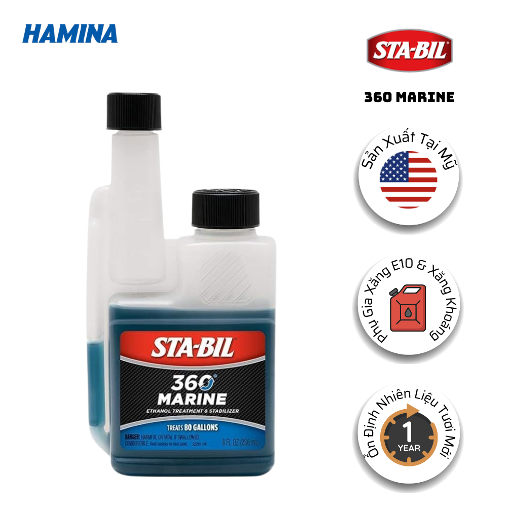  STA-BIL 360 Marine 236ml - Phụ Gia Xăng E10 - Phù Hợp Ở Môi Trường Có Độ Ẩm Cao, Môi Trường Biển 