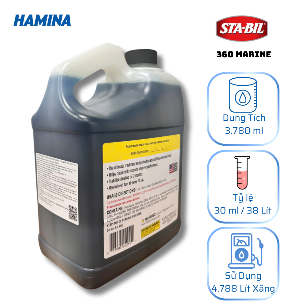  STA-BIL 360 Marine 3.78 Lít - Phụ Gia Xăng E10 - Phù Hợp Ở Môi Trường Có Độ Ẩm Cao, Môi Trường Biển 
