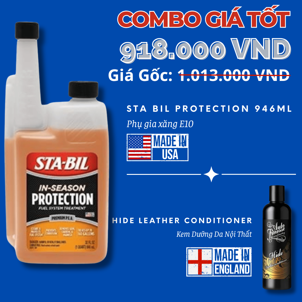  [Combo Giá Tốt] Sta Bil Protection 946ml + Hide Leather Conditioner 
