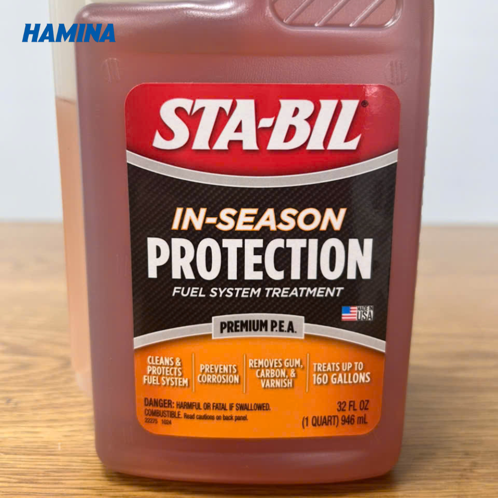  STA-BIL In-Season Protection 946ml - Phụ Gia Xăng E10 - Ổn Định Và Tiết Kiệm Nhiên Liệu - Làm Sạch Kim Phun Và Bảo Vệ Động Cơ 