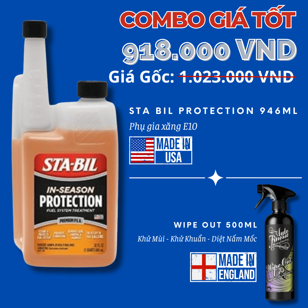  [Combo Giá Tốt] Sta Bil Protection 946ml + Wipe Out 500ml 