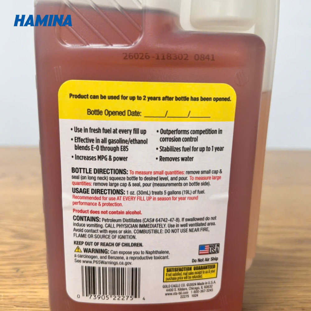  STA-BIL In-Season Protection 946ml - Phụ Gia Xăng E10 - Ổn Định Và Tiết Kiệm Nhiên Liệu - Làm Sạch Kim Phun Và Bảo Vệ Động Cơ 
