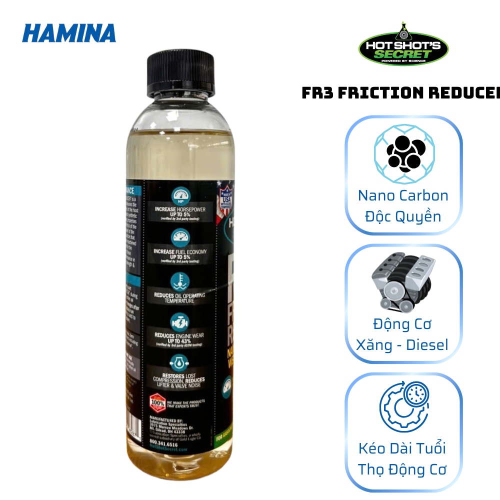  FR3 Friction Reducer 240ml- Phụ Gia Bôi Trơn Giảm Ma Sát Cho Động Cơ 