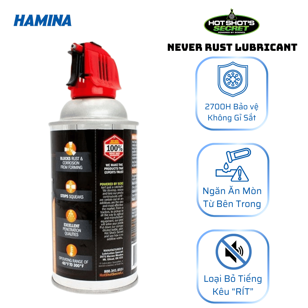  Hot Shot’s Secret NEVER RUST Lubricant - Dung Dịch Bảo Vệ, Chống Ăn Mòn, Chống Rỉ Gấp 20 Lần So Với WD-40® 