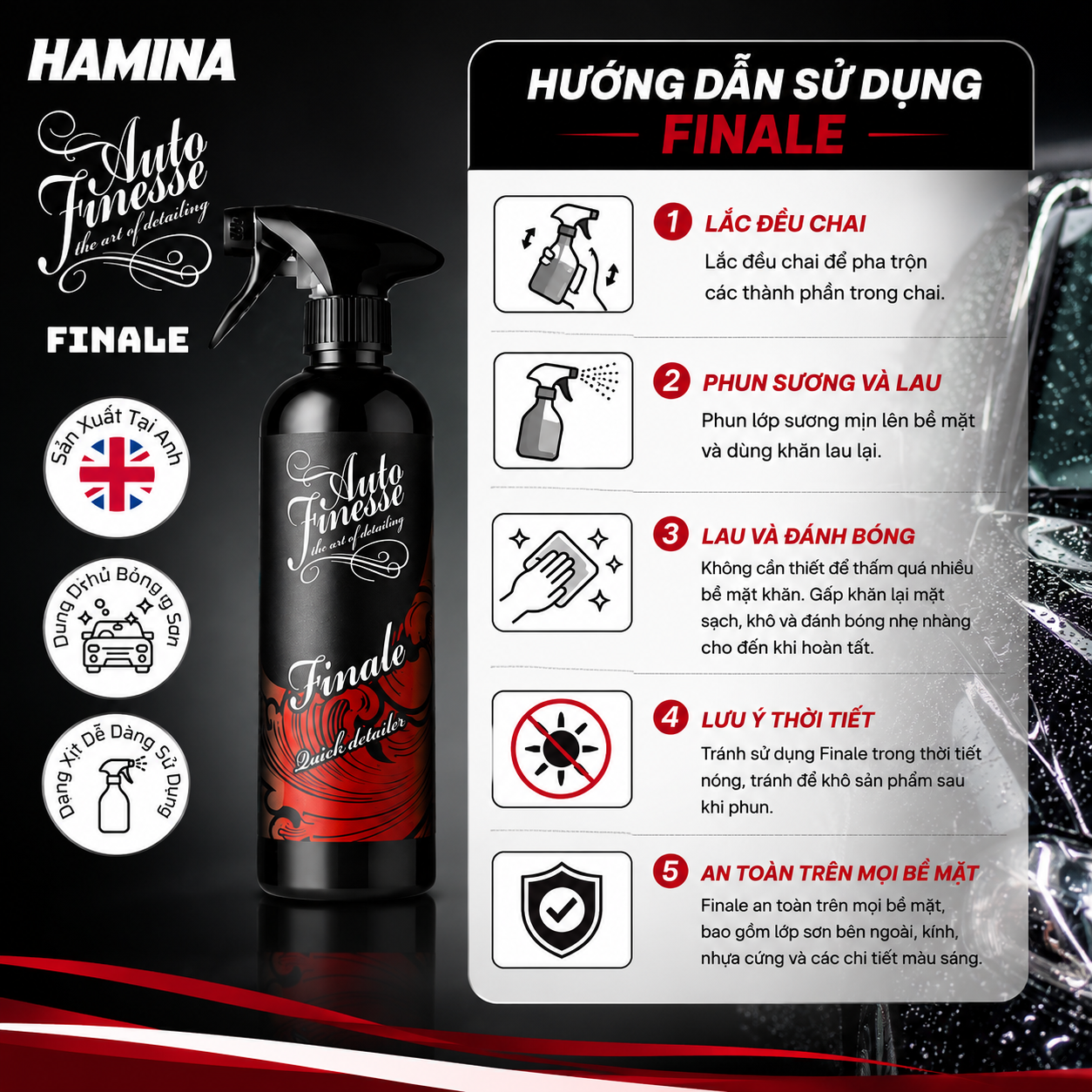  [Hàng Nhập Khẩu Anh] FINALE - Dung Dịch Vệ Sinh, Phủ Bóng Và Bảo Vệ Sơn - Hãng Auto Finesse 