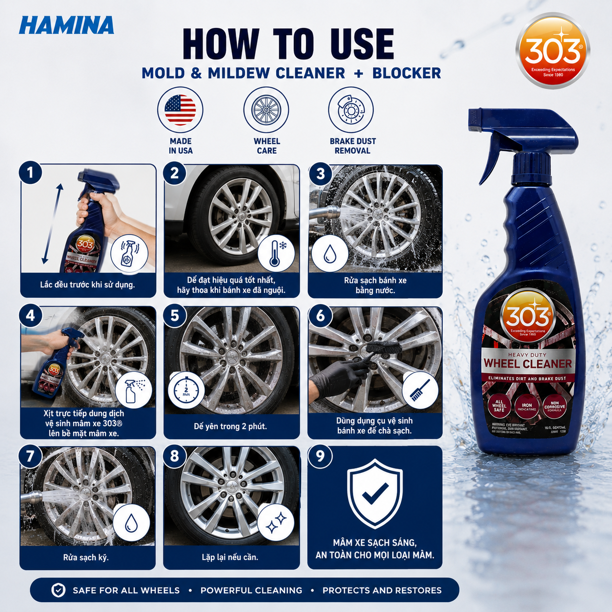  303 Products Heavy Duty Wheel Cleaner -  Dung Dịch Vệ Sinh Và Khử Bụi Sắt, Bụi Phanh Xe 