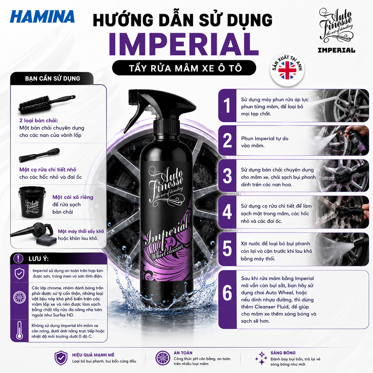  [Hàng Nhập Khẩu Anh] IMPERIAL - Chai Tẩy Rửa Mâm Ô Tô - Hãng Auto Finesse 