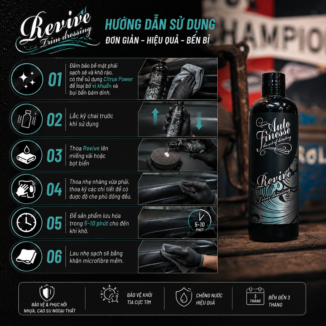  [Hàng Nhập Khẩu Anh] REVIVE - Phục Hồi Và Bảo Vệ, Chống Phai Màu Nhựa Ngoại Thất - Hãng Auto Finesse 