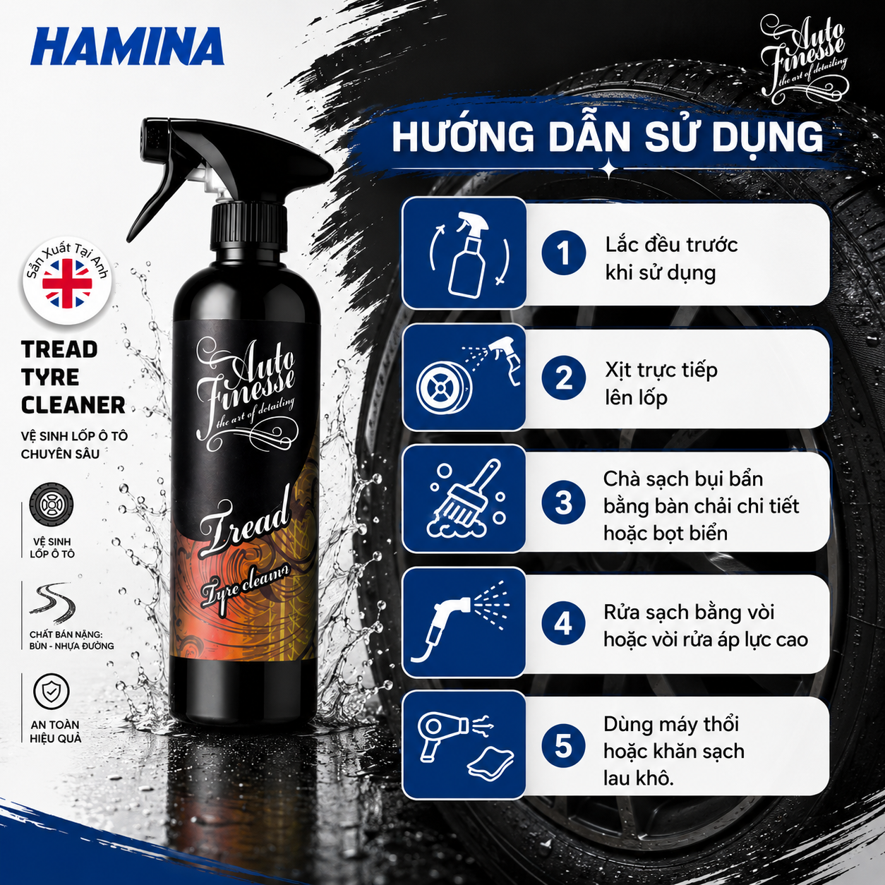  [Hàng Nhập Khẩu Anh] TREAD TYRE CLEANER - Vệ Sinh Lốp Ô Tô - Hãng Auto Finesse 