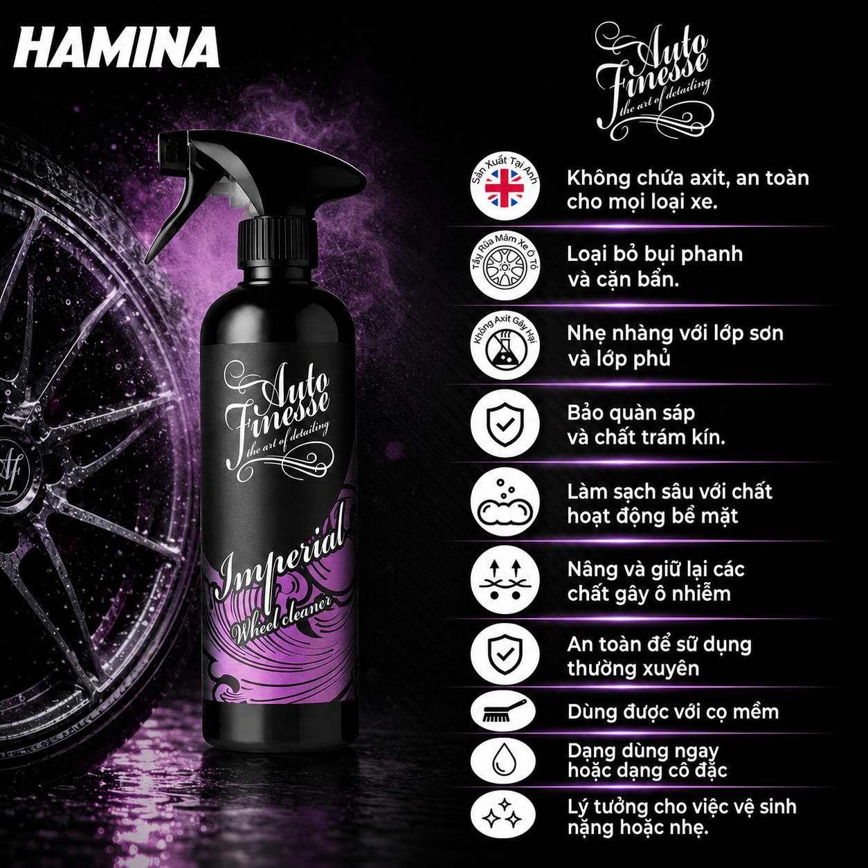  [Hàng Nhập Khẩu Anh] IMPERIAL - Chai Tẩy Rửa Mâm Ô Tô - Hãng Auto Finesse 