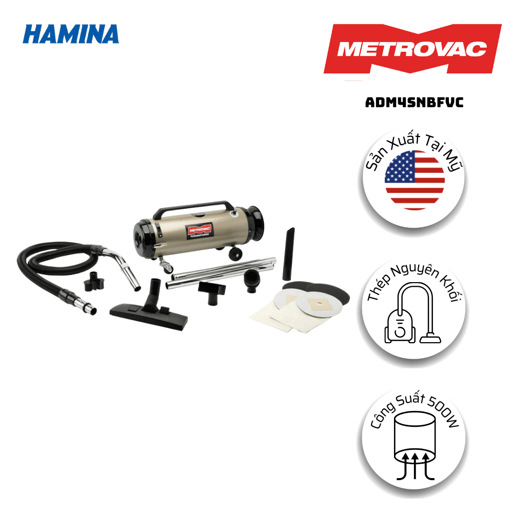  Máy Hút Bụi MetroVac ADM4SNBFVC - Thép Nguyên Khối - Công Suất 1.350W 