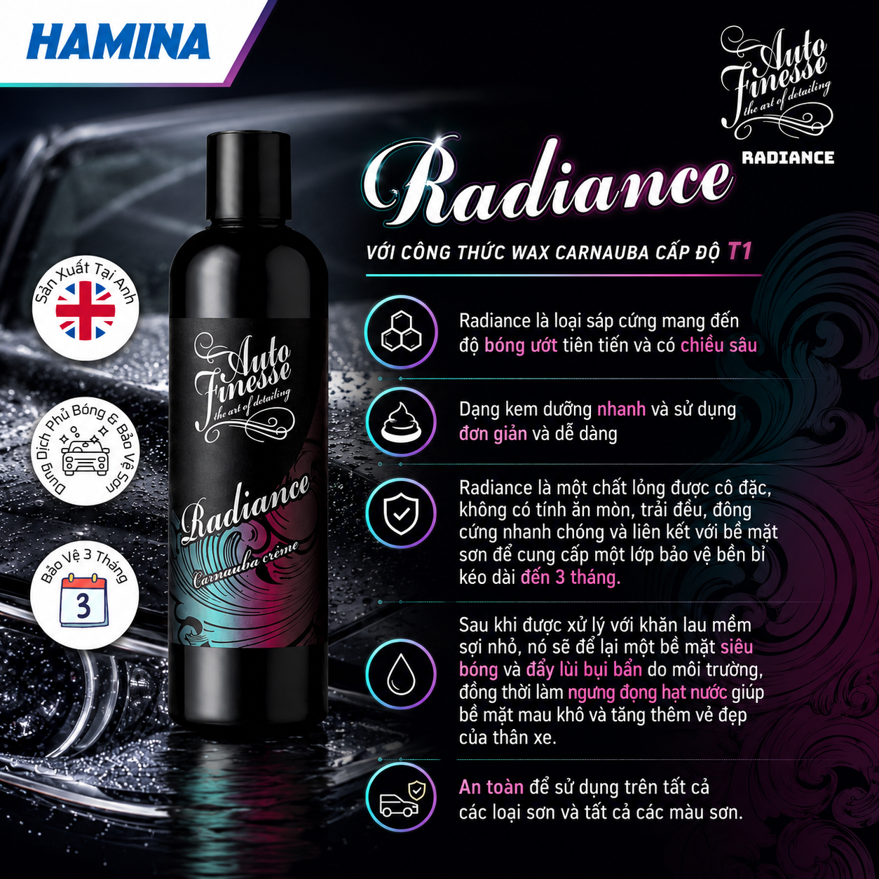  [Hàng Nhập Khẩu Anh] RADIANCE - Làm Bóng & Bảo Vệ Bề Mặt Sơn - Hãng Auto Finesse 