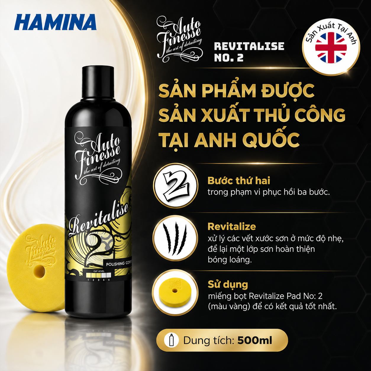  [Hàng Nhập Khẩu Anh] REVITALISE NO. 2 500ML - Phục Hồi Lớp Sơn Trong 3 Bước - Hãng Auto Finesse 