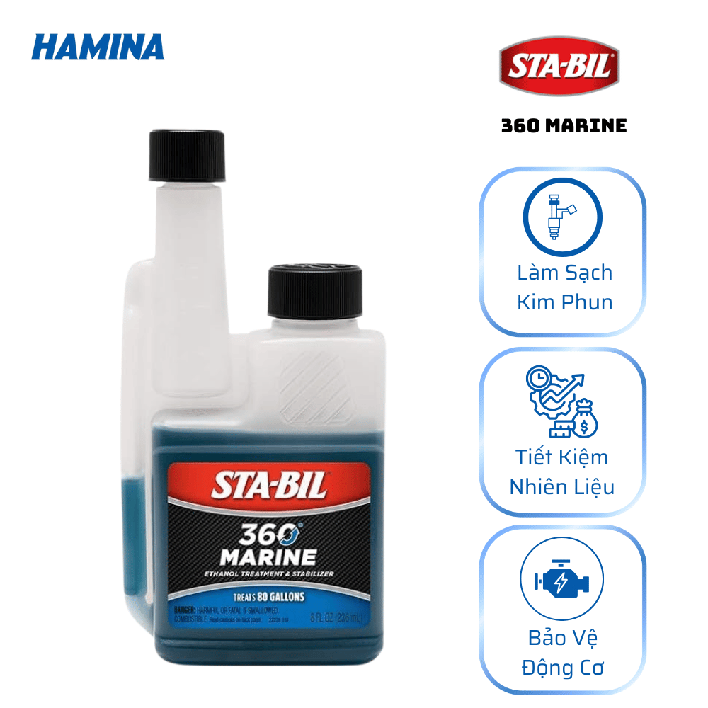  STA-BIL 360 Marine 236ml - Phụ Gia Xăng E10 - Phù Hợp Ở Môi Trường Có Độ Ẩm Cao, Môi Trường Biển 