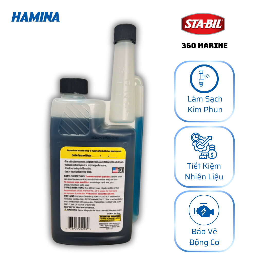  STA-BIL 360 Marine 946ml - Phụ Gia Xăng E10 - Phù Hợp Ở Môi Trường Có Độ Ẩm Cao, Môi Trường Biển 