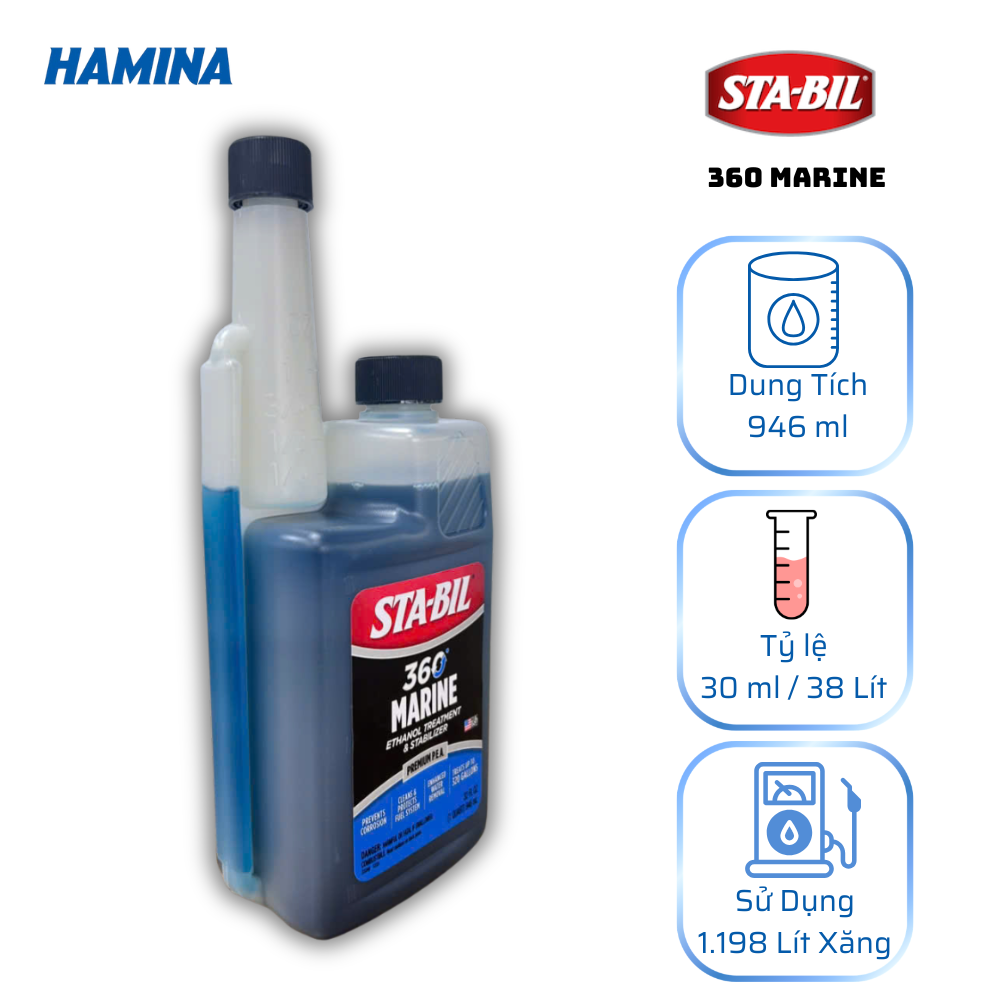  STA-BIL 360 Marine 946ml - Phụ Gia Xăng E10 - Phù Hợp Ở Môi Trường Có Độ Ẩm Cao, Môi Trường Biển 