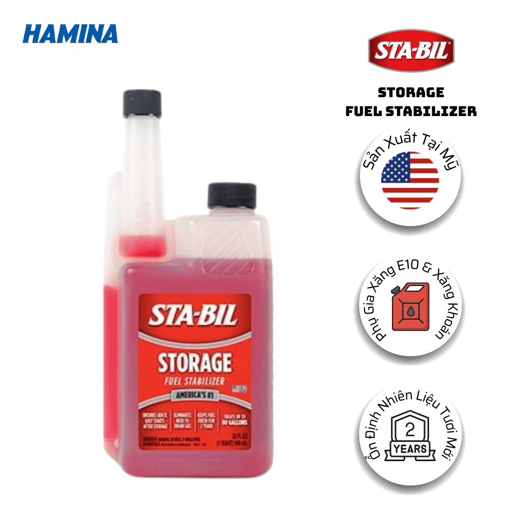  STA-BIL Storage - Phụ Gia Xăng E10 - Phù Hợp Xe ít Đi, Xe Trưng Bày Và Các Động Cơ Mới Sản Xuất Chưa Vận Hành 