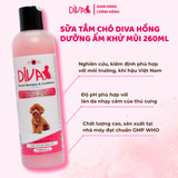 Sữa tắm chó dưỡng ẩm khử mùi DIVA Hồng 260ml 
