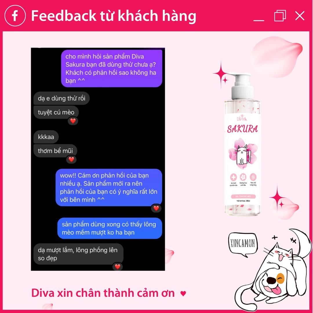  Gel tắm cho mèo Diva Sakura 265ml 