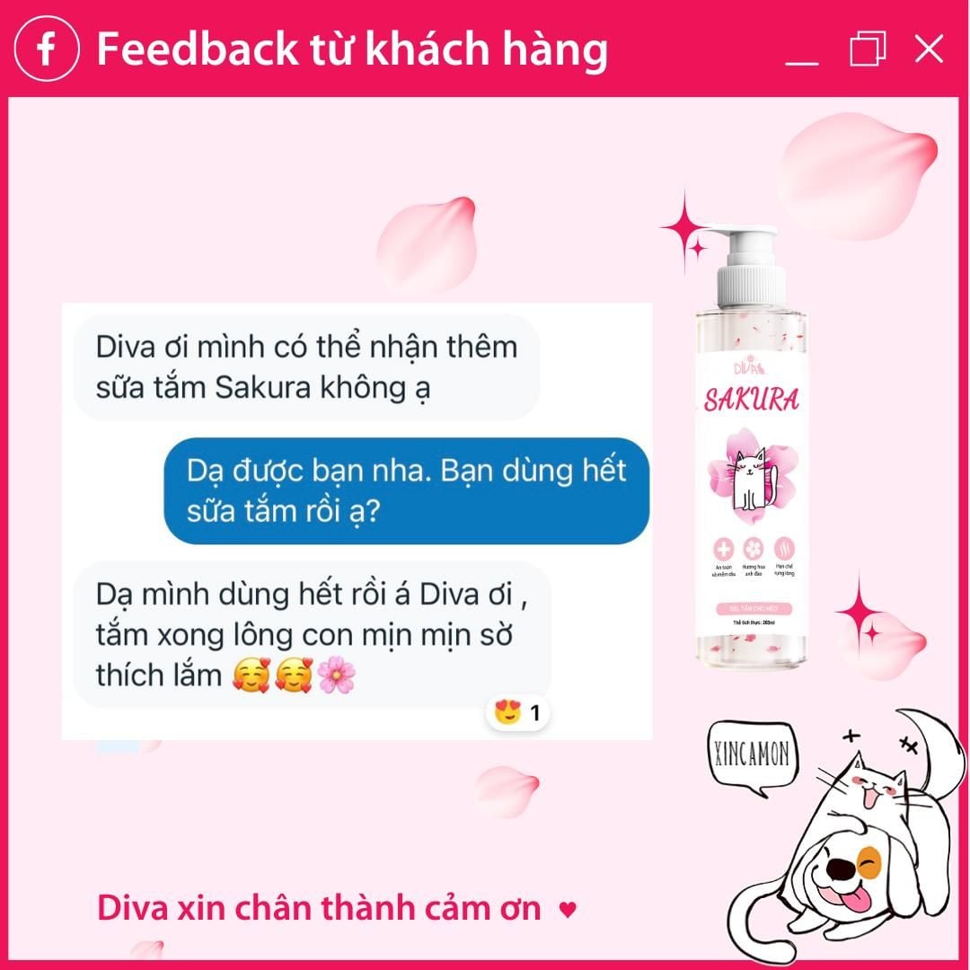  Gel tắm cho mèo Diva Sakura 265ml 