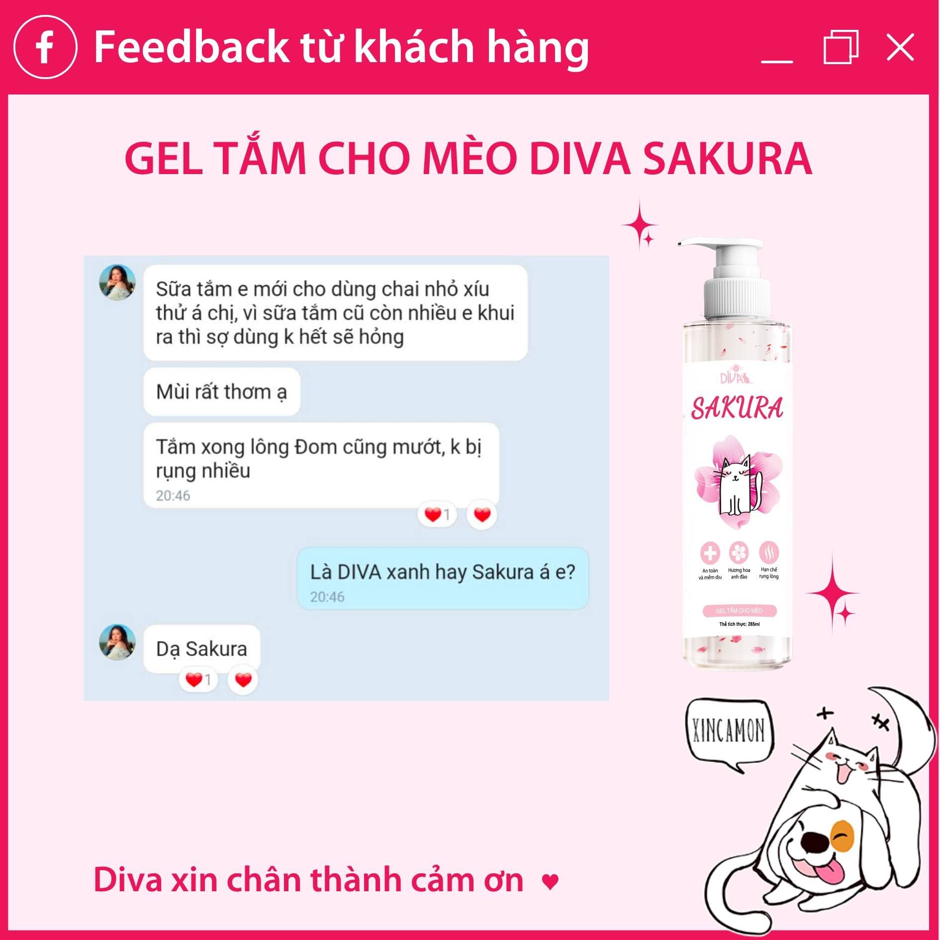  Gel tắm cho mèo DIVA Sakura 55ml 