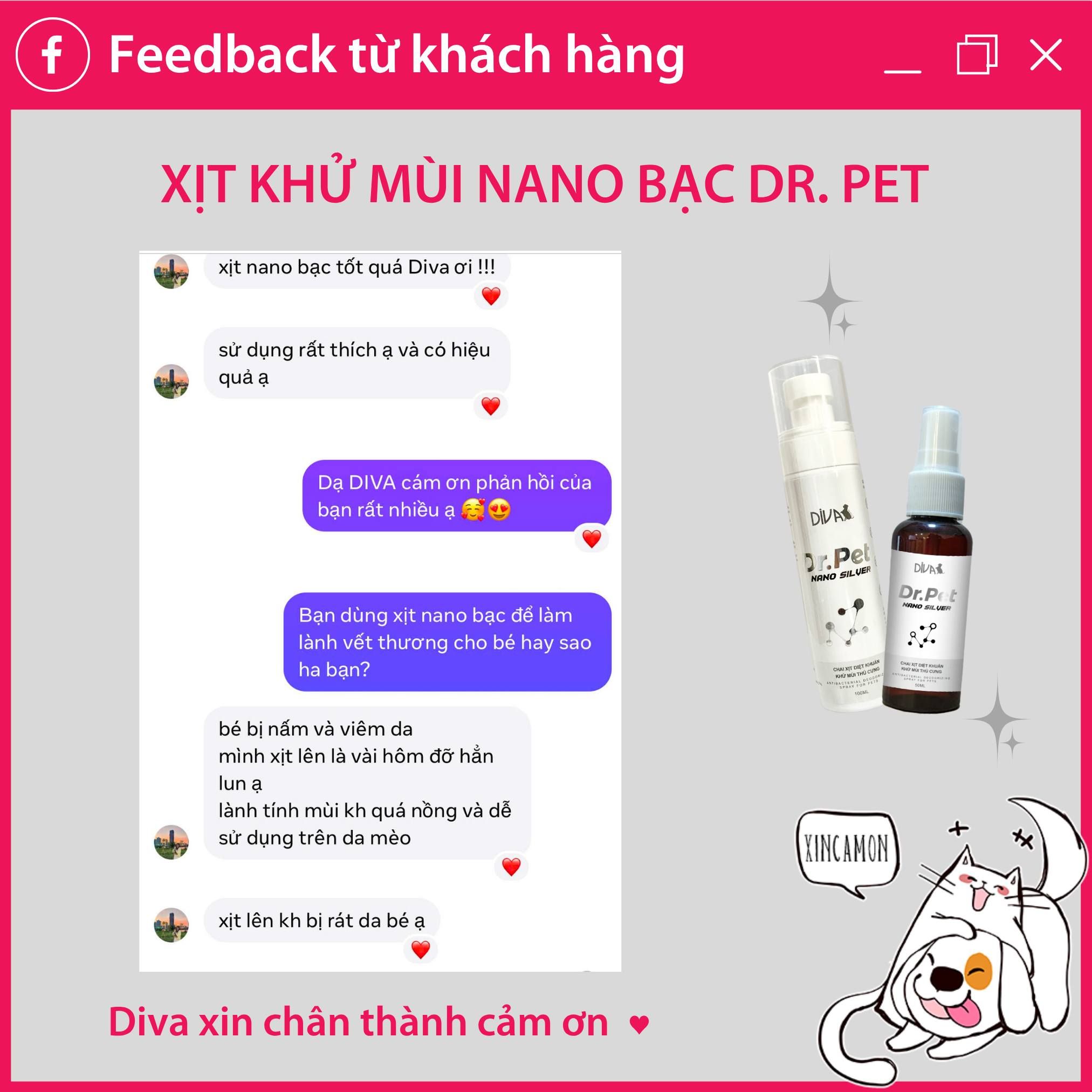  Chai xịt khử mùi Nano Bạc cho thú cưng DIVA Dr. Pet 50ml 