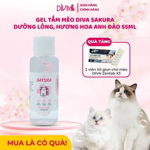  Gel tắm cho mèo DIVA Sakura 55ml 