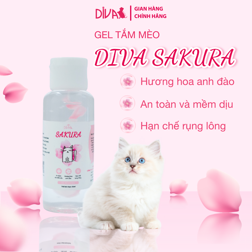  Gel tắm cho mèo DIVA Sakura 55ml 