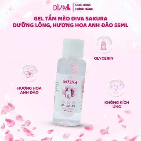  Gel tắm cho mèo DIVA Sakura 55ml 