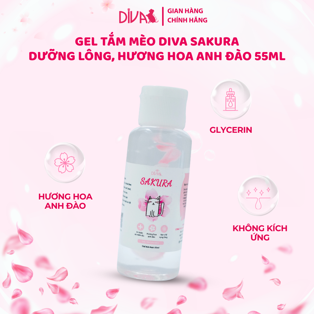  Gel tắm cho mèo DIVA Sakura 55ml 