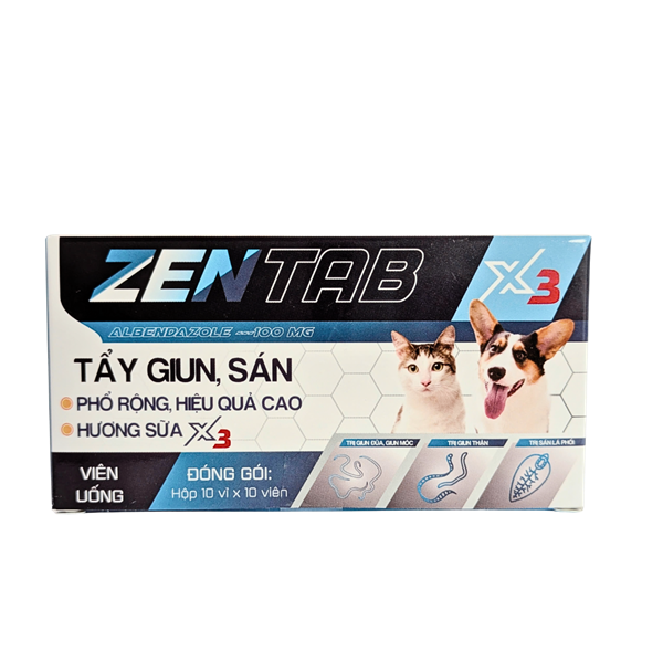  Thuốc xổ giun Diva Zentab x3 Hương Sữa 