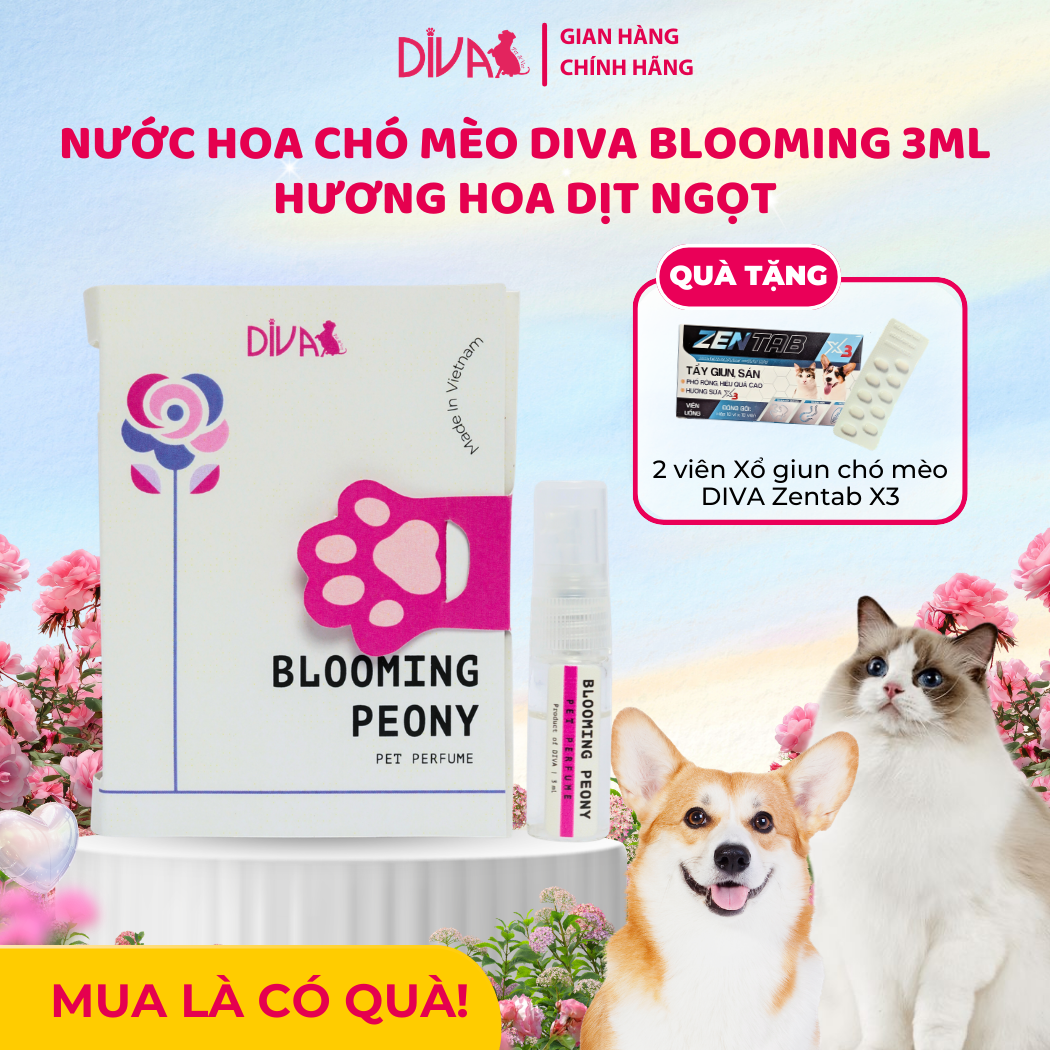  Nước hoa cao cấp dành cho thú cưng DIVA Blooming Peony - Hương hoa dịu ngọt 3ml 