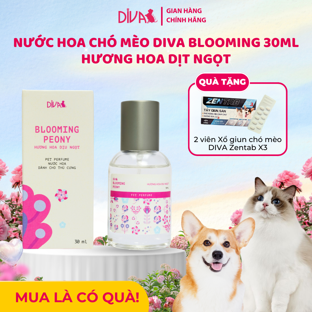  Nước hoa cao cấp dành cho thú cưng DIVA Blooming Peony - Hương hoa dịu ngọt 30ml 