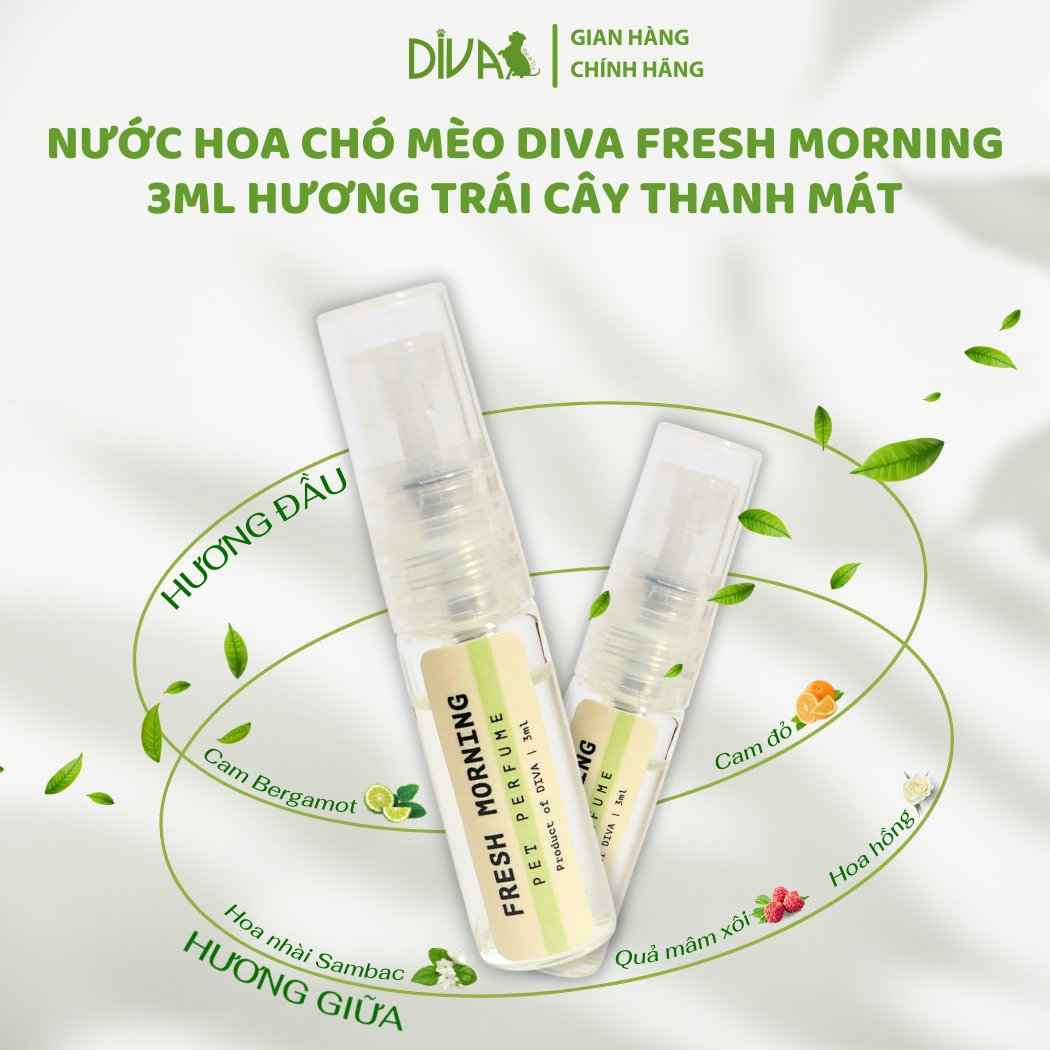  Nước hoa cao cấp dành cho thú cưng DIVA Fresh Morning - Sương sớm mát lành 3ml 