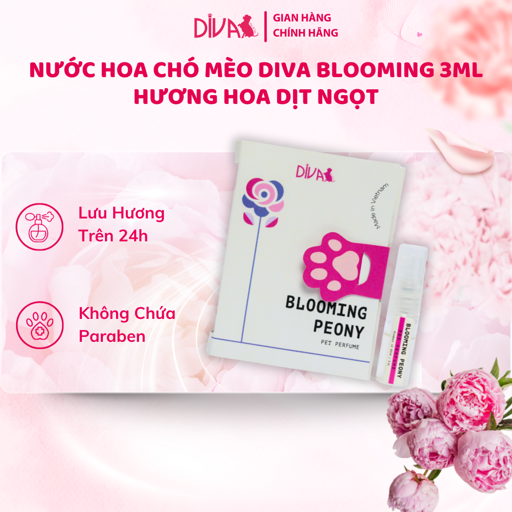  Nước hoa cao cấp dành cho thú cưng DIVA Blooming Peony - Hương hoa dịu ngọt 3ml 