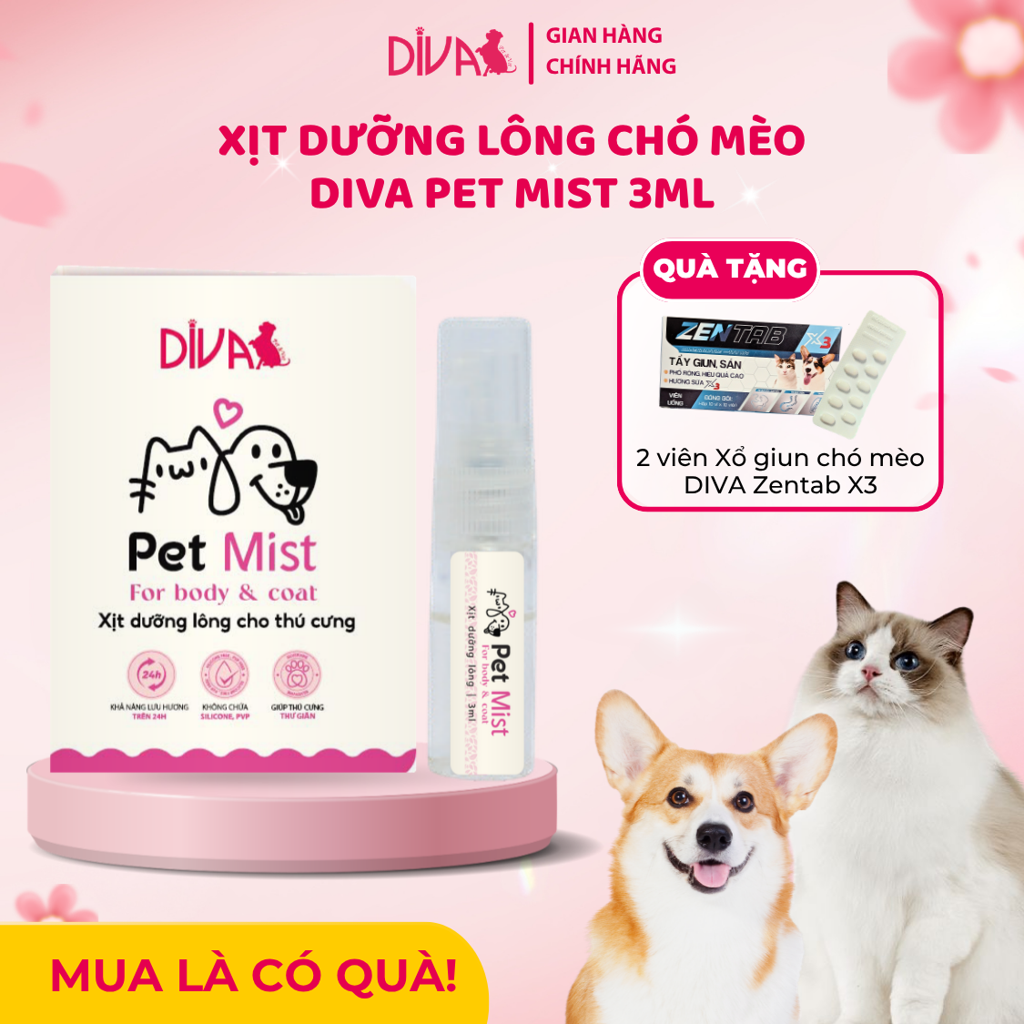  Xịt dưỡng lông thú cưng DIVA Pet Mist 3ml 