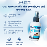  Xịt trị ve rận, bọ chét chó mèo Fipronil 0.25% chai 100 ml 