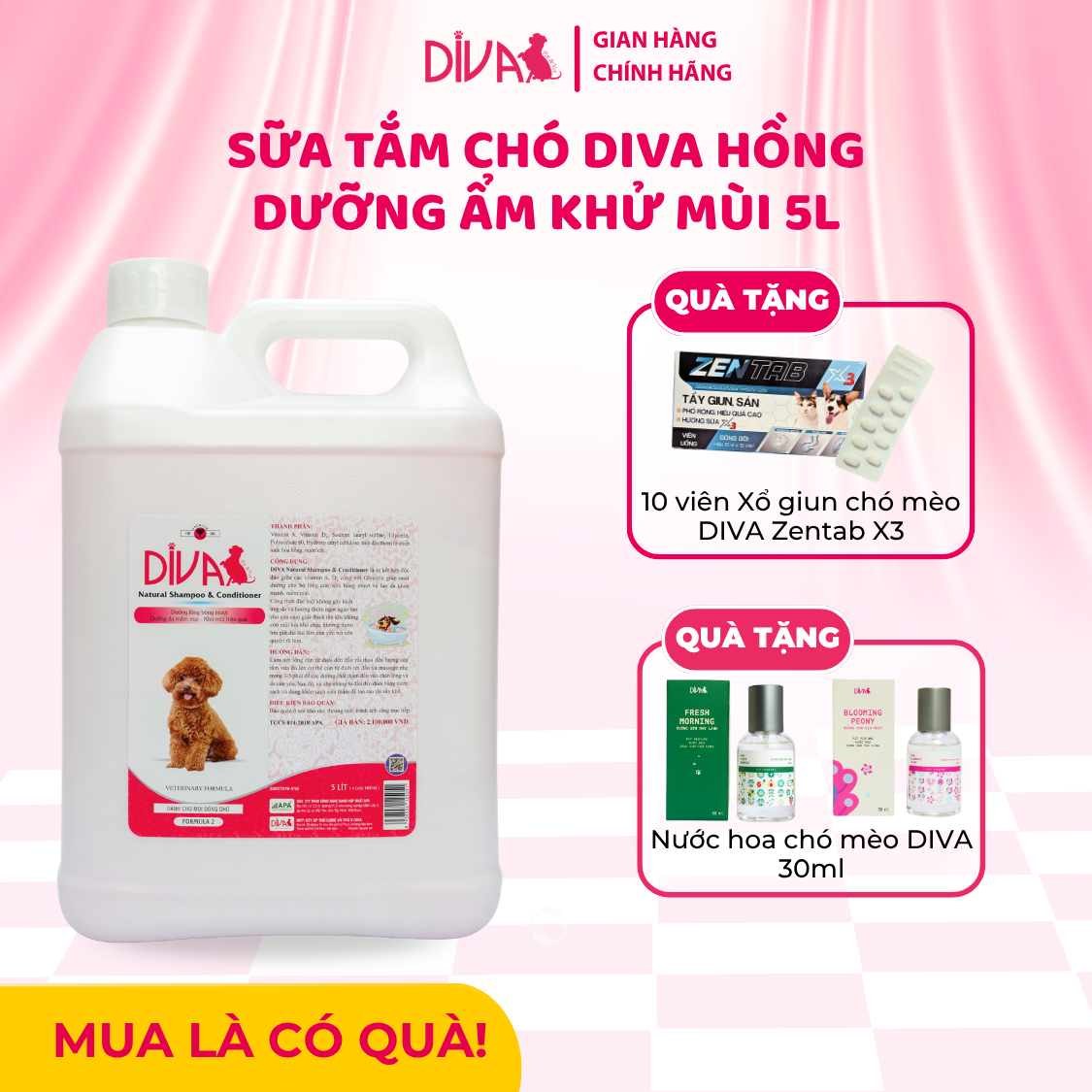  Sữa tắm dưỡng ẩm khử mùi DIVA Hồng 5L 