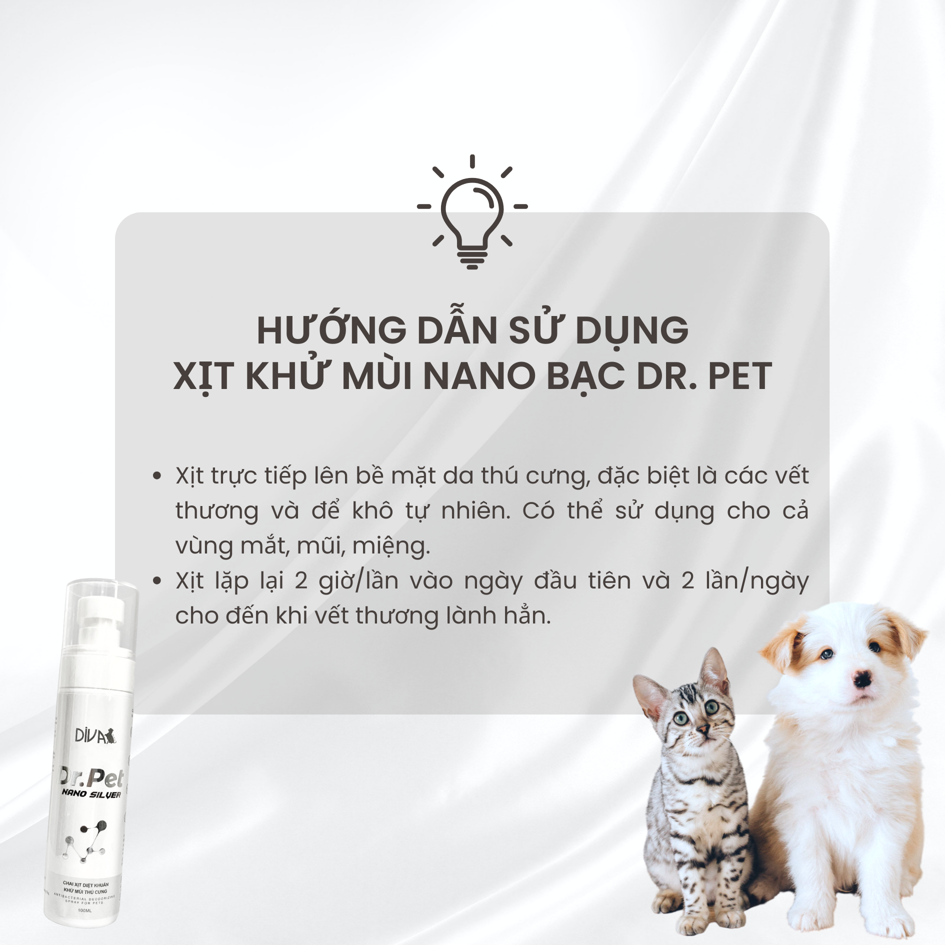  Chai xịt khử mùi Nano Bạc cho thú cưng DIVA Dr. Pet 100ml 
