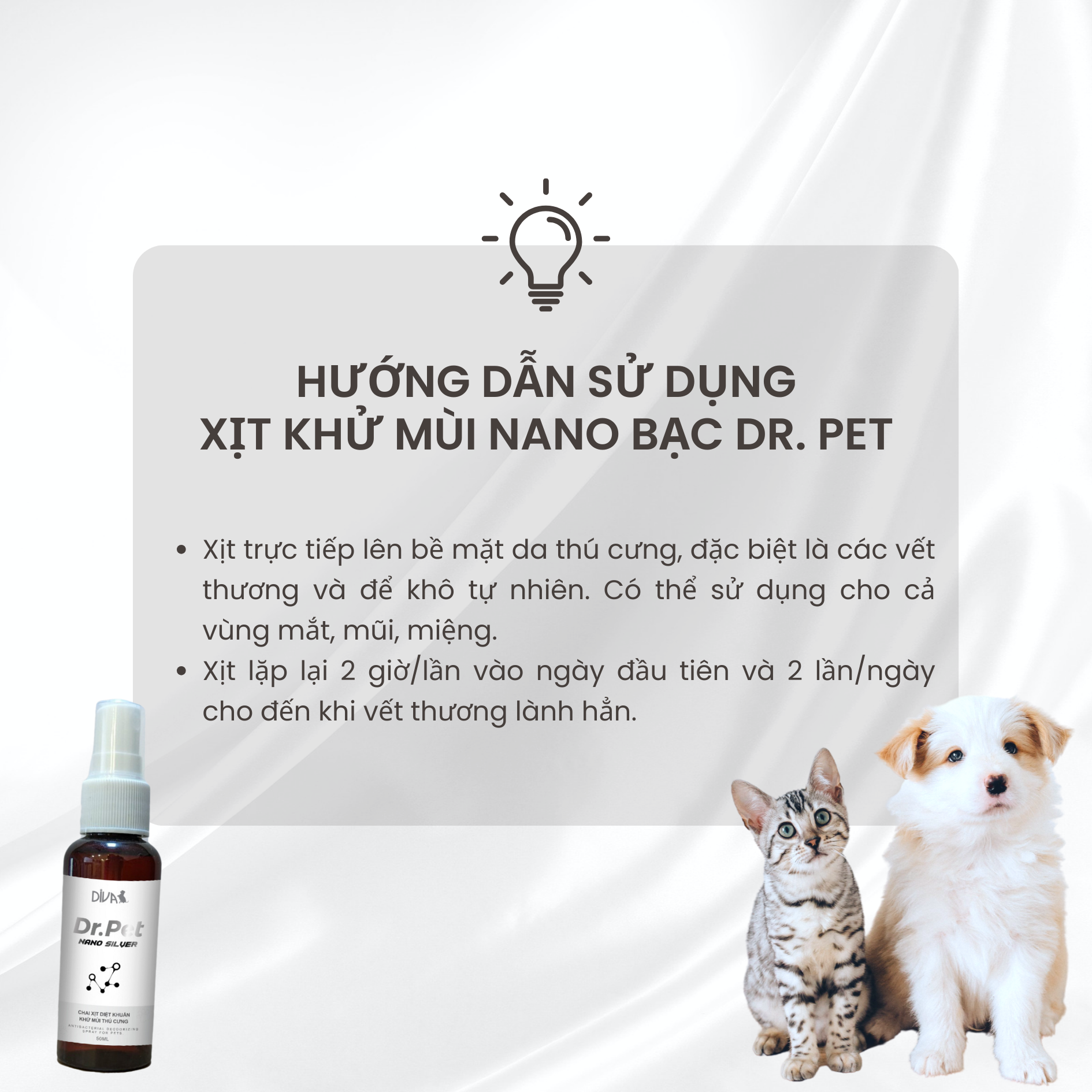  Chai xịt khử mùi Nano Bạc cho thú cưng DIVA Dr. Pet 50ml 