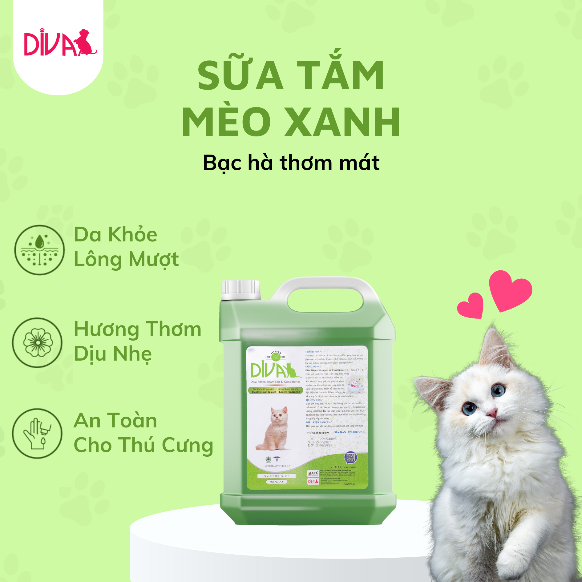  Sữa tắm mèo DIVA Kitten gel 2L 
