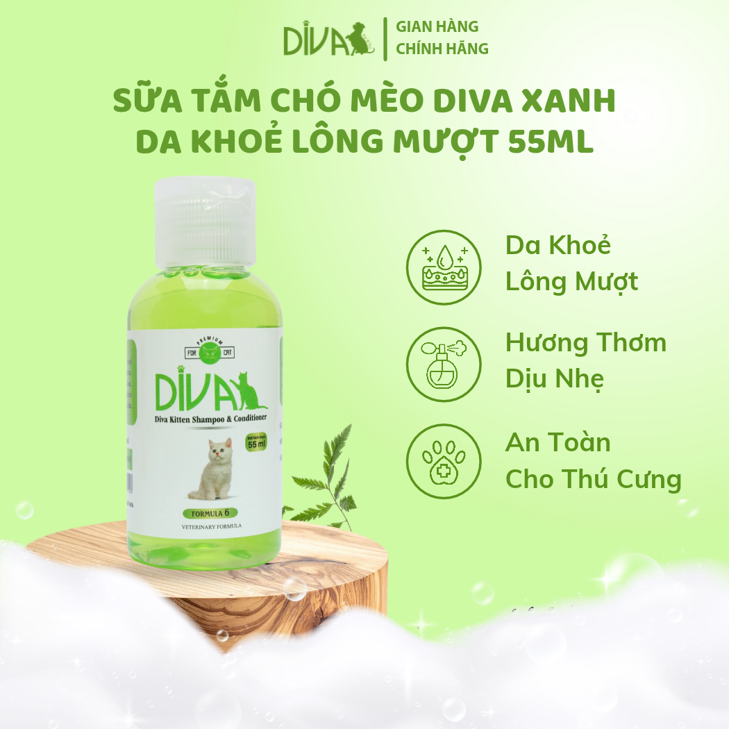  Sữa tắm chó mèo DIVA Xanh Lá 55ml 