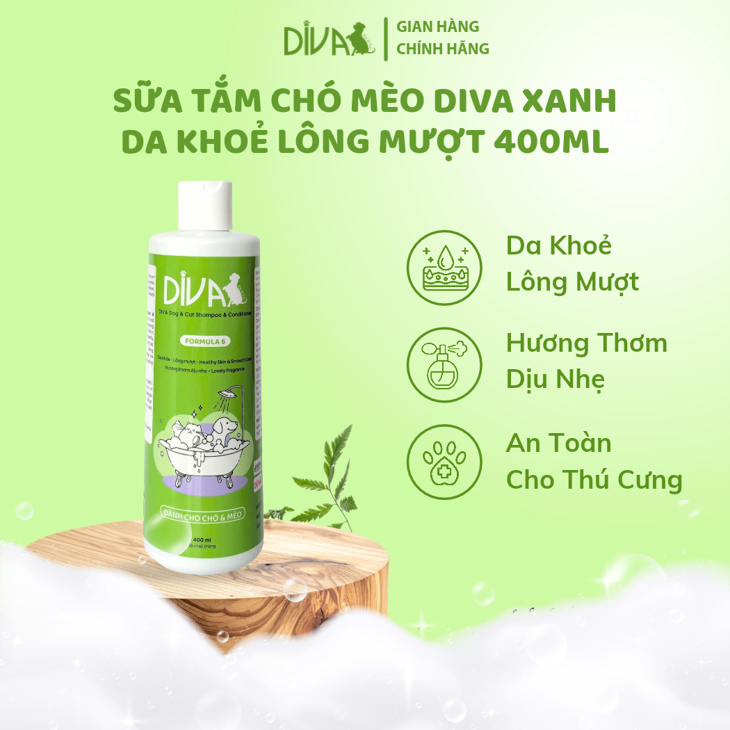  Sữa tắm chó mèo DIVA Xanh lá 400ml 