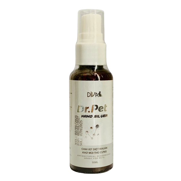  Chai xịt diệt khuẩn, khử mùi thú cưng Diva Dr.Pet Nano Silver 50ml 