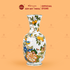 Lọ Hoa Men Màu Chim Én Lựu Vẽ Vàng